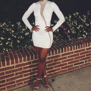 diamond chocker high neck white gown